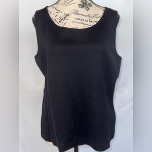 ST. JOHN KNIT Caviar: Wool/Viscose Black Sleeveless Tank Top (v)